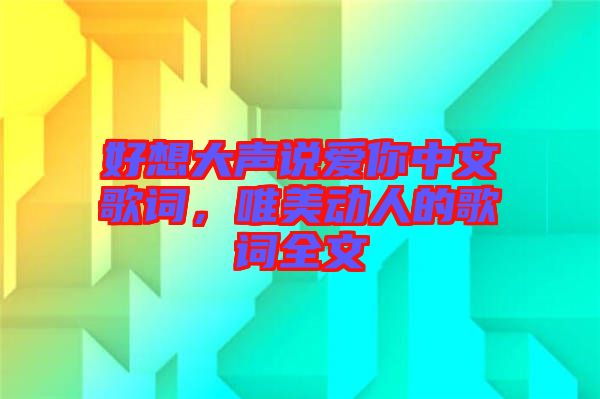 好想大聲說愛你中文歌詞,唯美動人的歌詞全文