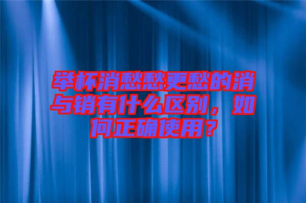 舉杯消愁愁更愁的消與銷有什么區(qū)別,如何正確使用?