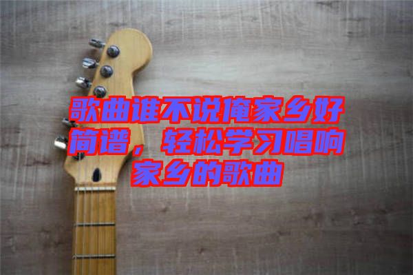歌曲誰不說俺家鄉好簡譜,輕松學習唱響家鄉的歌曲