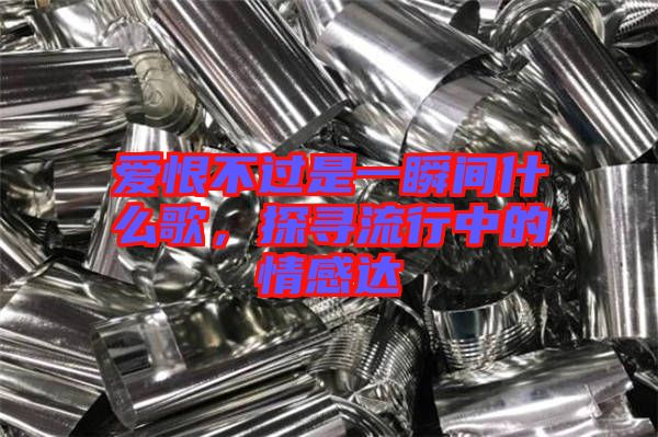 愛恨不過是一瞬間什么歌，探尋流行中的情感達