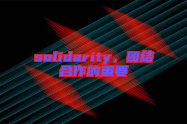 solidarity,團結(jié)合作的重要