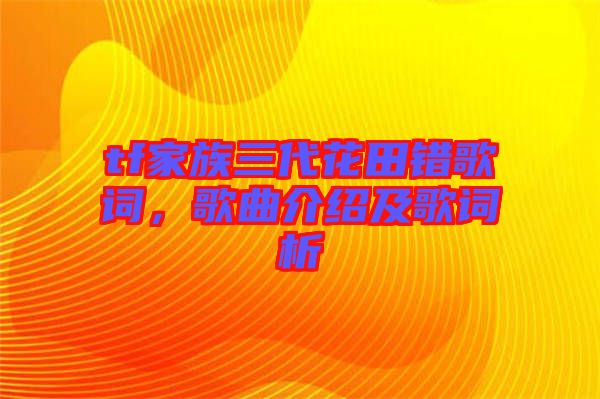 tf家族三代花田錯歌詞,歌曲介紹及歌詞析
