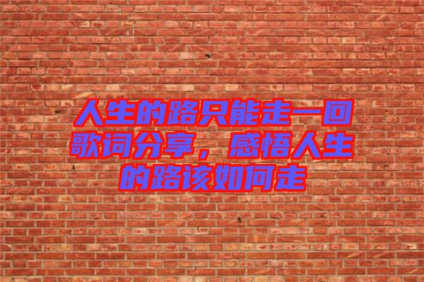 人生的路只能走一回歌詞分享，感悟人生的路該如何走
