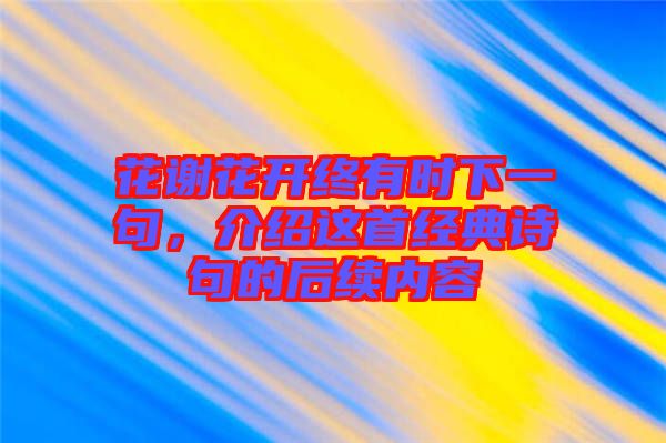 花謝花開終有時下一句,介紹這首經典詩句的后續內容