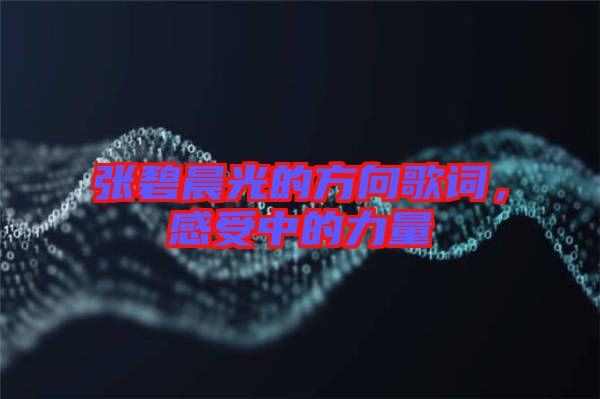 張碧晨光的方向歌詞,感受中的力量