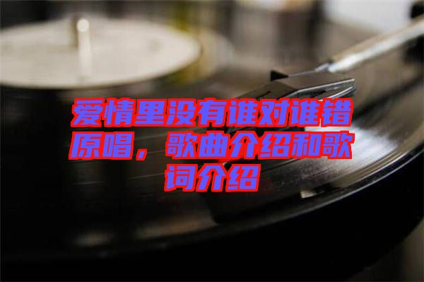 愛情里沒有誰對誰錯(cuò)原唱,歌曲介紹和歌詞介紹