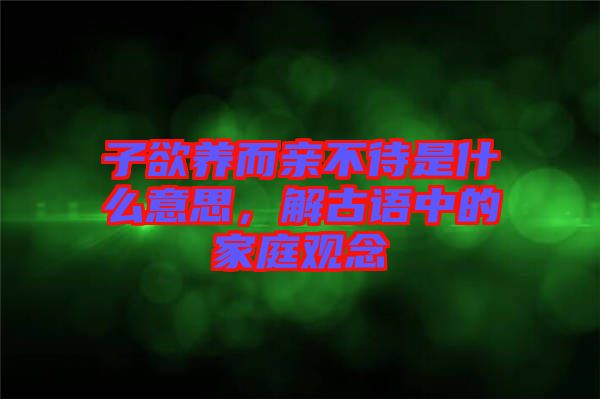 子欲養而親不待是什么意思,解古語中的家庭觀念