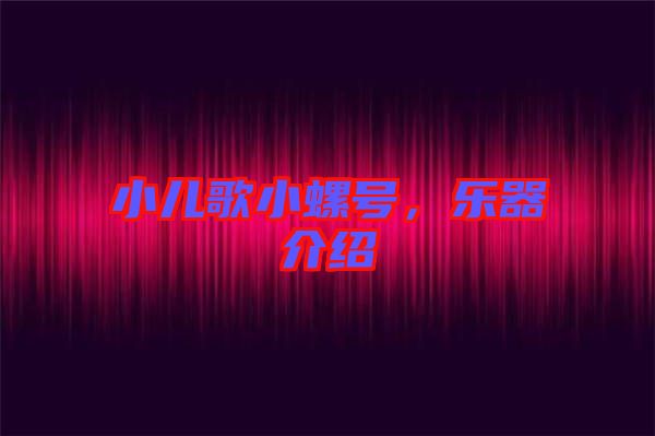小兒歌小螺號,樂器介紹