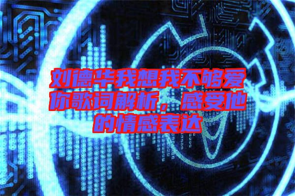 劉德華我想我不夠愛你歌詞解析,感受他的情感表達(dá)