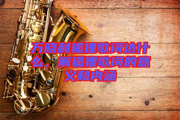 萬曉利狐貍歌詞達(dá)什么,解狐貍歌詞的意義和內(nèi)涵