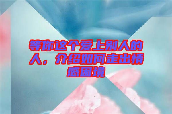 等你這個(gè)愛(ài)上別人的人,介紹如何走出情感困境