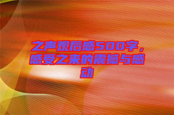 之聲觀后感500字,感受之來的震撼與感動