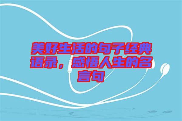美好生活的句子經(jīng)典語錄，感悟人生的名言句