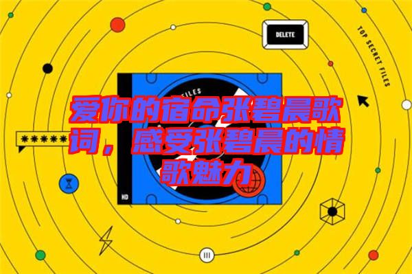 愛你的宿命張碧晨歌詞，感受張碧晨的情歌魅力