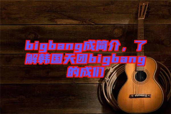 bigbang成簡(jiǎn)介,了解韓國(guó)天團(tuán)bigbang的成們