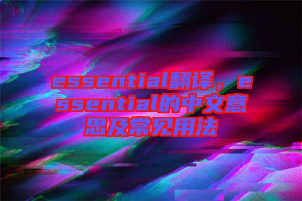 essential翻譯,essential的中文意思及常見(jiàn)用法