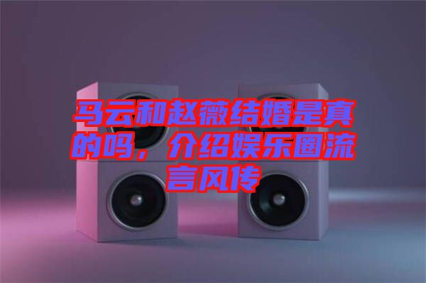 馬云和趙薇結(jié)婚是真的嗎,介紹娛樂圈流言風(fēng)傳