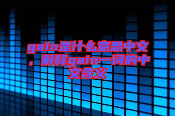 gain是什么意思中文,解釋gain一詞的中文含義