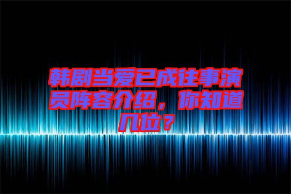 韓劇當愛已成往事演員陣容介紹,你知道幾位?
