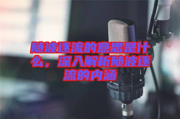 隨波逐流的意思是什么,深入解析隨波逐流的內涵