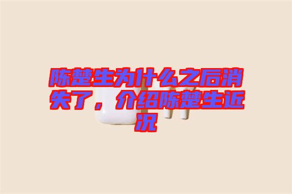 陳楚生為什么之后消失了，介紹陳楚生近況