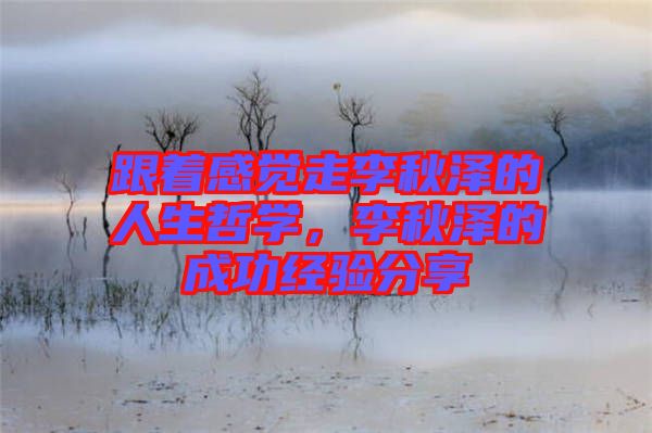 跟著感覺走李秋澤的人生哲學,李秋澤的成功經驗分享