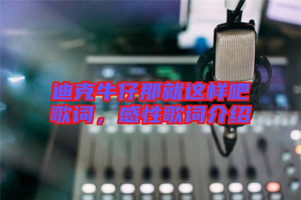 迪克牛仔那就這樣吧歌詞,感性歌詞介紹