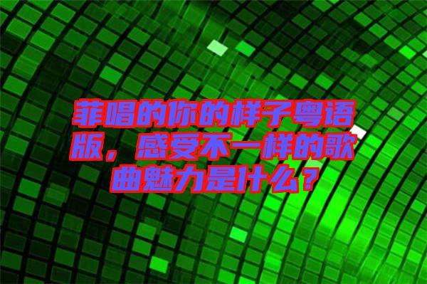 菲唱的你的樣子粵語版，感受不一樣的歌曲魅力是什么？