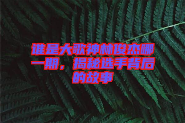 誰是大歌神林俊杰哪一期，揭秘選手背后的故事