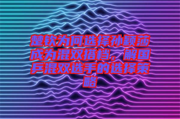 楚欽為何選擇孫穎莎成為混雙搭檔,解國乒混雙選手的選擇策略