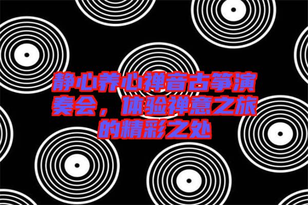 靜心養(yǎng)心禪音古箏演奏會,體驗禪意之旅的精彩之處