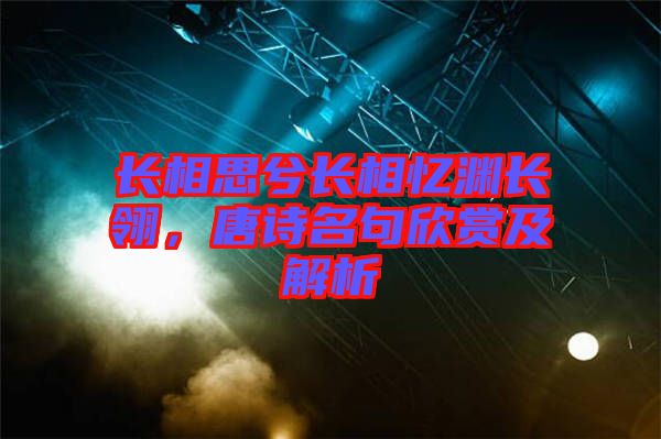 長(zhǎng)相思兮長(zhǎng)相憶淵長(zhǎng)翎,唐詩(shī)名句欣賞及解析