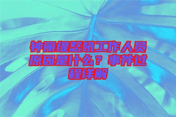 鐘麗緹怒吼工作人員原因是什么？事件過程詳解