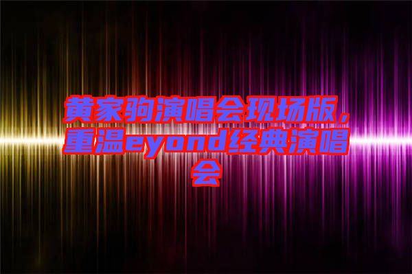 黃家駒演唱會(huì)現(xiàn)場(chǎng)版,重溫eyond經(jīng)典演唱會(huì)