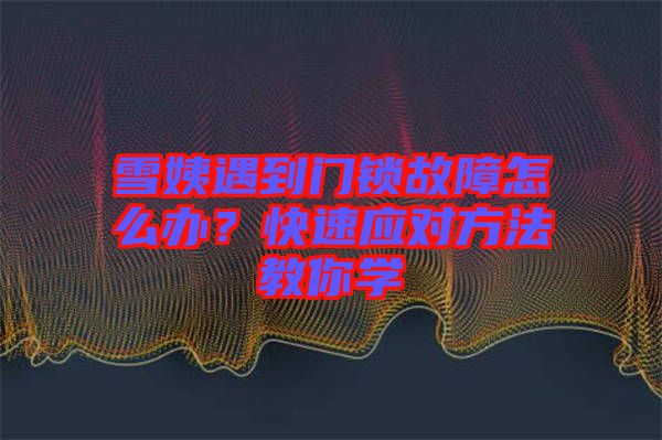 雪姨遇到門鎖故障怎么辦？快速應對方法教你學