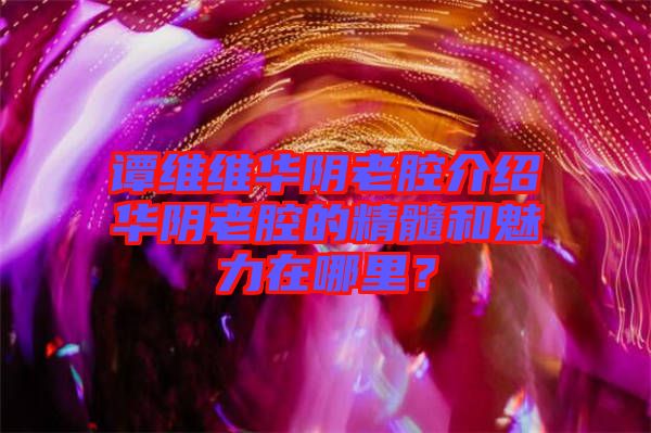 譚維維華陰老腔介紹華陰老腔的精髓和魅力在哪里?