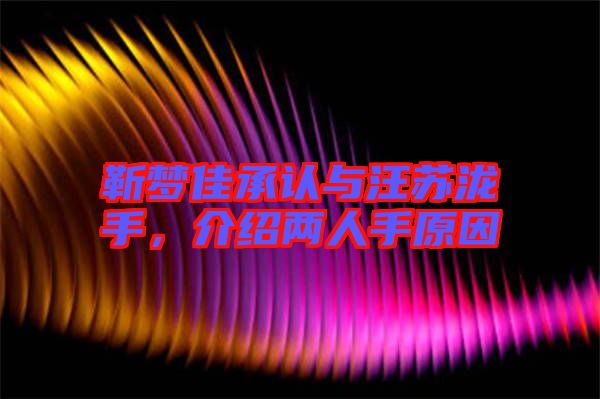 靳夢佳承認與汪蘇瀧手,介紹兩人手原因
