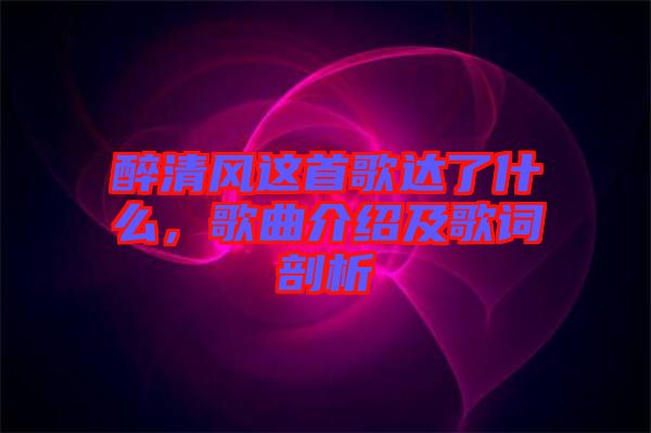 醉清風(fēng)這首歌達(dá)了什么,歌曲介紹及歌詞剖析